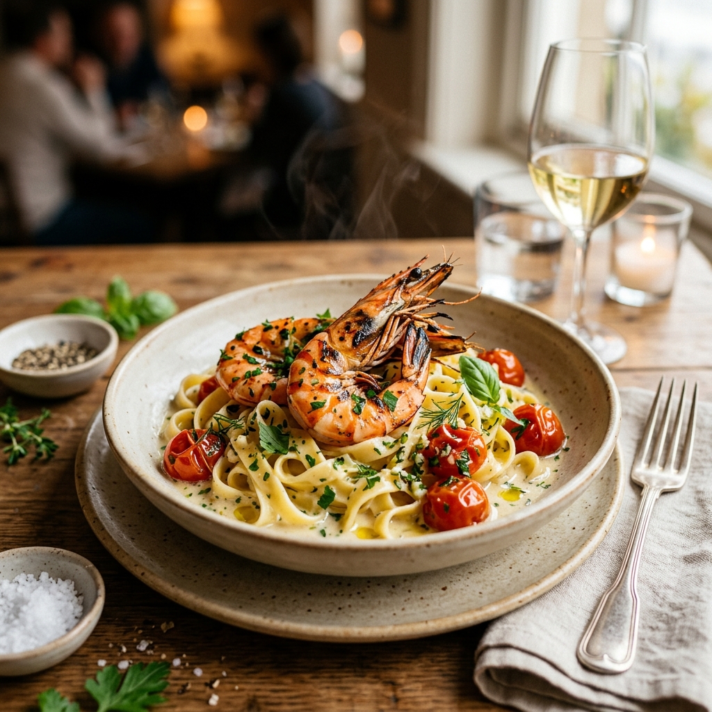 Tagliatelle mit Garnelen